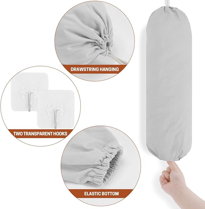 SWISSELITE 2Pcs Plastic Bag Holder, Reusable Grocery Bag Organizer, Wall Mount, 22x9 IN