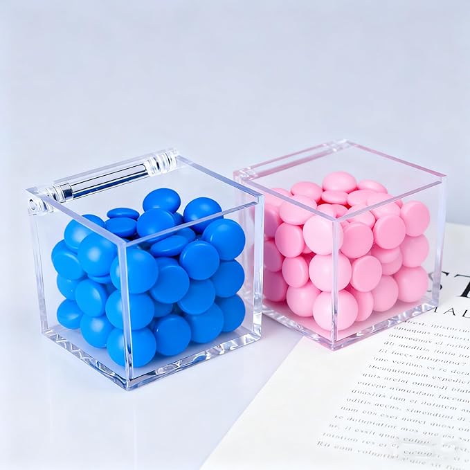 Acrylic Box Clear Hinge Lid Box with Lid Small Clear Display Multipurpose Storage Contanier for Keepsakes, Jewelry, Trinkets