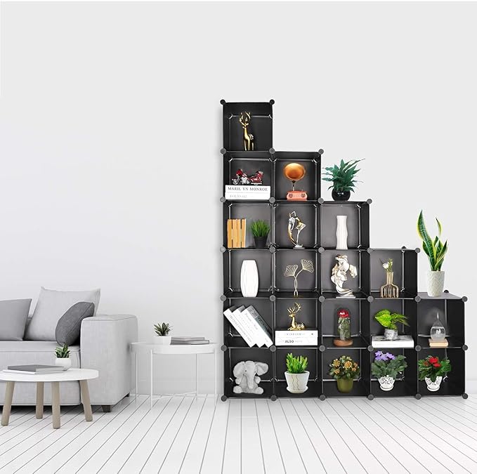 TUMUCUTE Cube Storage Organizer, DIY Plastic Closet Cabinet Modular Bookcase, Storage Shelves for Bedroom Living Room, Office（20-Cube，Plastic）