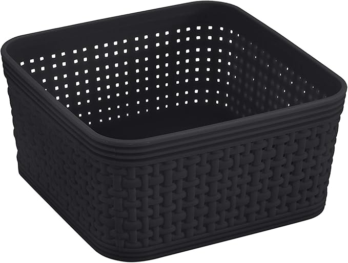 Simplify 5 Piece Organizing Set | Multiple Size Bins | Multipurpose | Office | Desk | Dorm | Bathroom | Storage Basket | Small Items | Accessories | Black