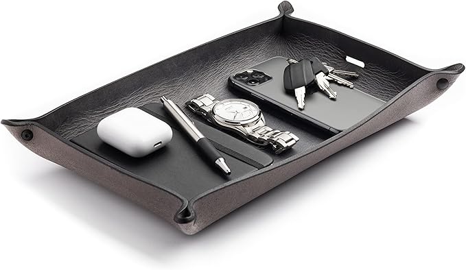 Main Street Forge Leather Valet Tray for Men â Rustic EDC Organizer for Keys, Phone & Wallet â Made in USA â Avalanche Gray