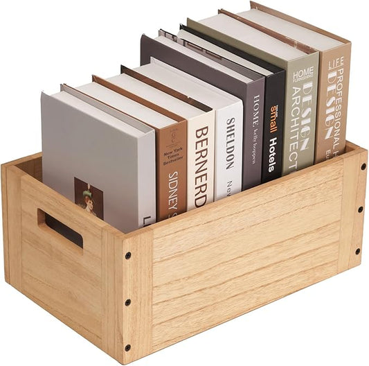 KIRIGEN Stackable Wood Storage Cube /Basket/ Bins Organizer for Home Books Clothes Toy - Modular Open Cubby Storage System - Office Bookcase shelves C15-NA