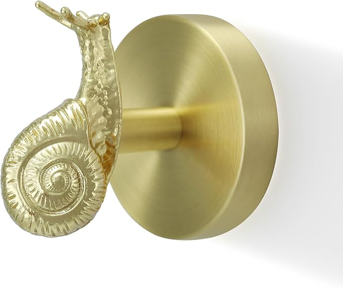 Brass Bird Coat Rack Robe Wall Hooks Hat Dragonfly Hanger for Bedroom Kitchen Various Shapes Animal Deer Decor Home Accessories (1, Snail)