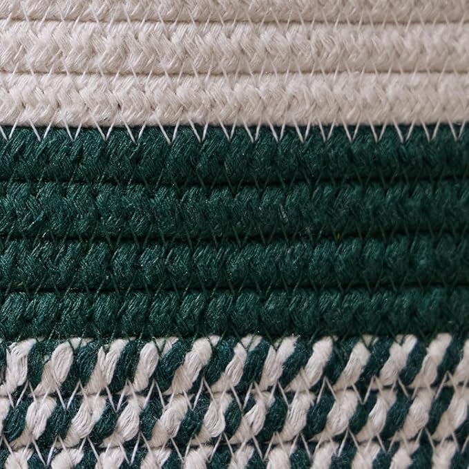 Luxury Little Extra Large Nursery Storage Basket, 20 x 20 x 13.8 inches - 100% Cotton Rope Baskets with Handles, Blanket Basket for Toys, Blankets & Pillows (Green)