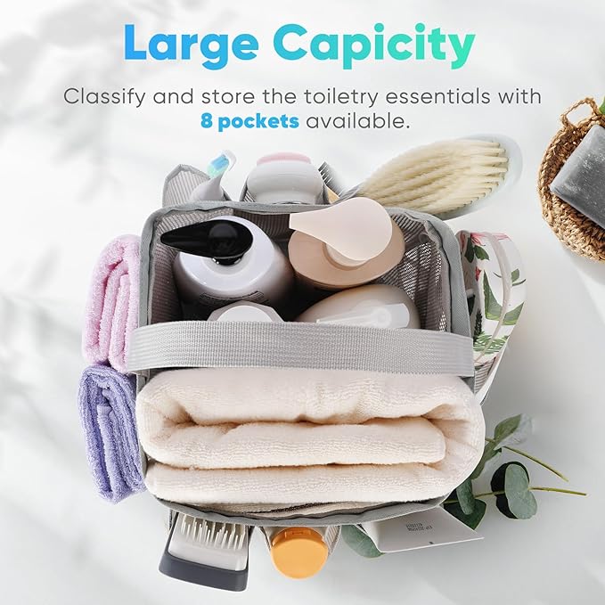 EUDELE 2 Pack Mesh Shower Caddy Portable for College Dorm Room Essentials, Shower Caddy Dorm with 8-Pocket Large Capacity,Shower Bag for Beach,Swimming,Gym