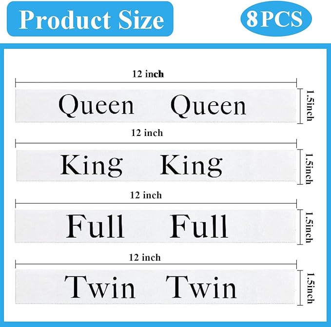 8Pcs Bed Sheet Organizer Bands, Sheet Organizers and Storage Label Bands, Sheet Label Set Elastic Sheet Storage Linen Closet for Bedding Sheet Keeper Bedding Bands(Mix 8Pcs)