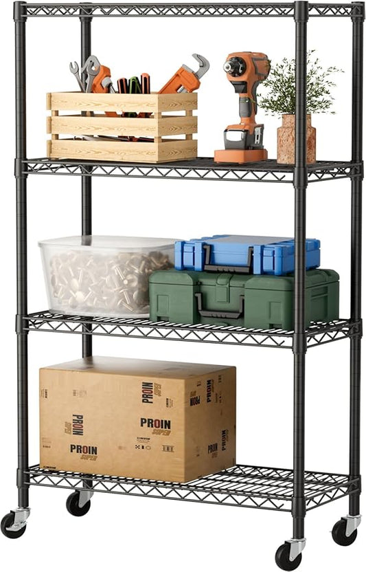 SINGAYE 4 Garage Heavy Duty Shelving Unit Kitchen Pantry Close Home Organizers and Storage Bathroom Shelf Laundry Room Organization Industrial Book Metal Wire Adjustable Shelves