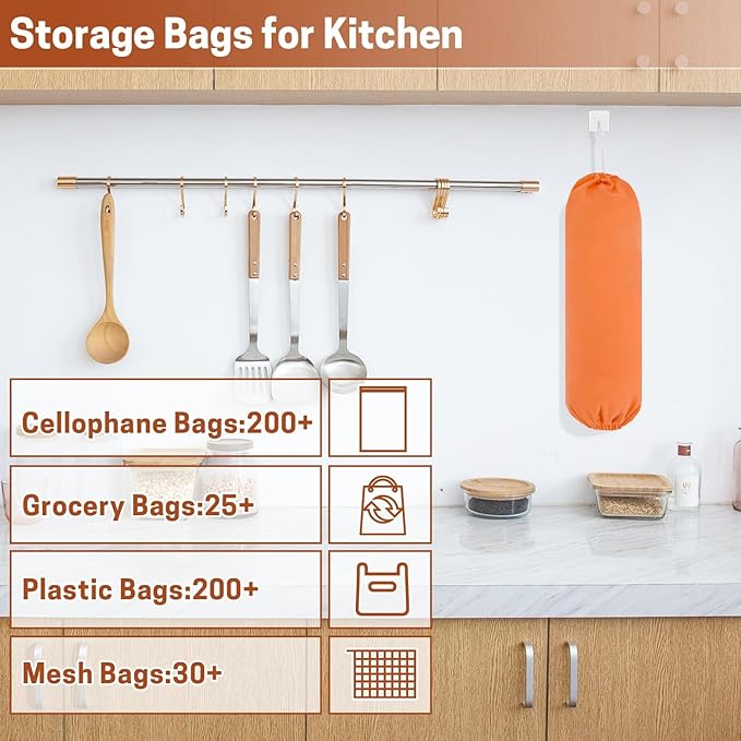 SWISSELITE 2Pcs Plastic Bag Holder, Reusable Plastic Bag Organizer Wall Mount, Large Grocery Bag Storage Dispenser, 22x9 IN