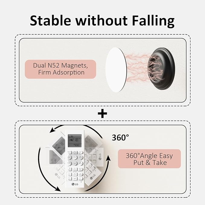 Remote Control Holder Magnetic Wall Mount Self-Adhesive, 6 Pack Upgraded Silicone Remote Organizer Storage 360° Rotation Wall Holder for Home Office TV, Fan and Air Conditioner Remote Control