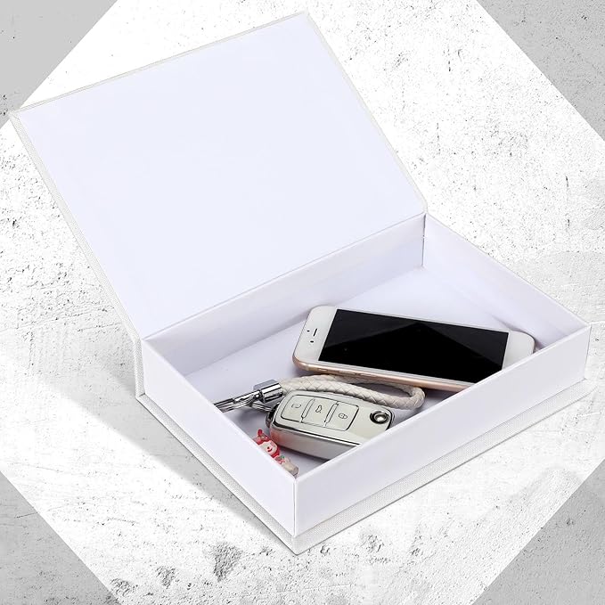 Tioncy 3 Pcs Fake Book Box Neutral Linen Book Box Decorative Faux Prop Storage for Farmhouse Home Decor shelf Table Card Photo DIY Keepsake Gift(8.6 x 6.1 x 1.8 Inch,White)