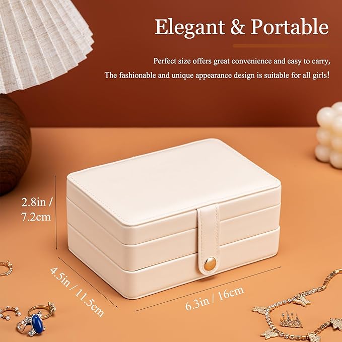 MODENGKONGJIAN Jewelry Organizer Box, 2-Layer Large Jewelry Storage Case, Portable Travel Jewelrys Display Holder for Earrings, Necklaces, Bracelets (Green,Velvet)