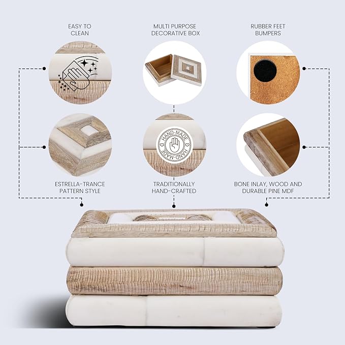 Handicrafts Home Decorative Storage Box with Lid- 6x6x3” Small Keepsake, Trinket Box, Memory Box- Decorative Boxes for Home Decor, Centre Table, Giftable Storage Accent- Drancy Ribbed