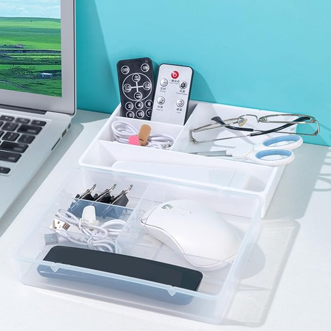 ZJchao Drawer Organizers, Classification Bathroom Drawer Organizer Bathroom and Storage Divider Tray for Office (White)