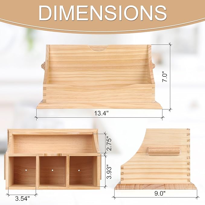 Innovation Kitchen Utensil Holder for Countertop with 4 Compartments, Natural Color(Utensil Not Included)