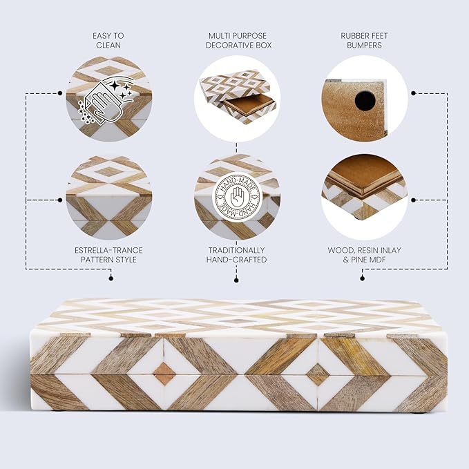 Handicrafts Home Decorative Box 8x6 â Photo Storage Box, Jewelry Organizer, Modern Decorative Storage Box with Lid, Bohemian Table DÃ©cor, Vintage Keepsake Box for Shelf or Coffee Table DÃ©cor