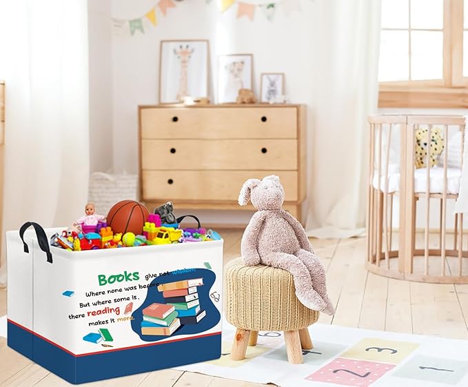 Rectangular Kids Storage Bin Gift Basket Baby Organizer Cute Kids Toy Bin Room Decor(Book)
