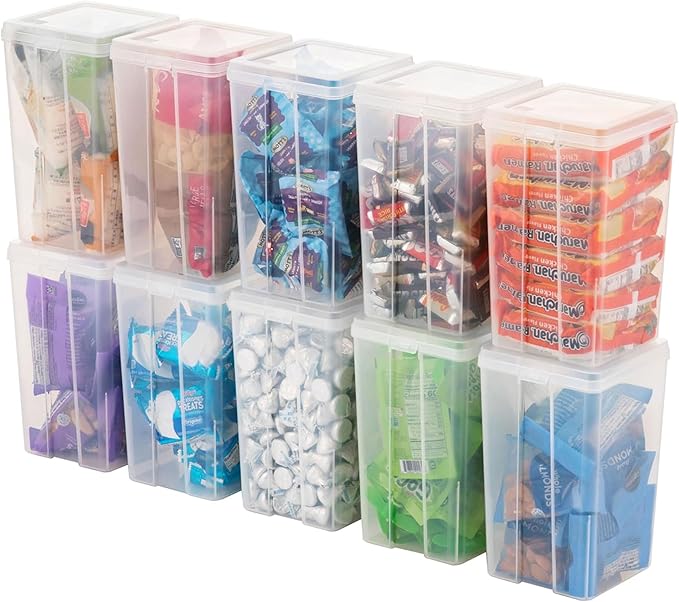 IRIS USA 20 Pack Vertical Flip Top Storage Container, Medium Plastic Stackable Bins with Latching Lids for Home and Office Organization, Clear