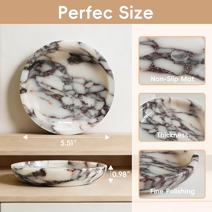 Jewelry Tray,5.5"x5.5" Marble Jewelry Tray for Entryway Table,Countertop Bathroom, Kitchen Dresser,Marble Tray,Waiting for Storage of Small Trinket,Home Decor Organizer