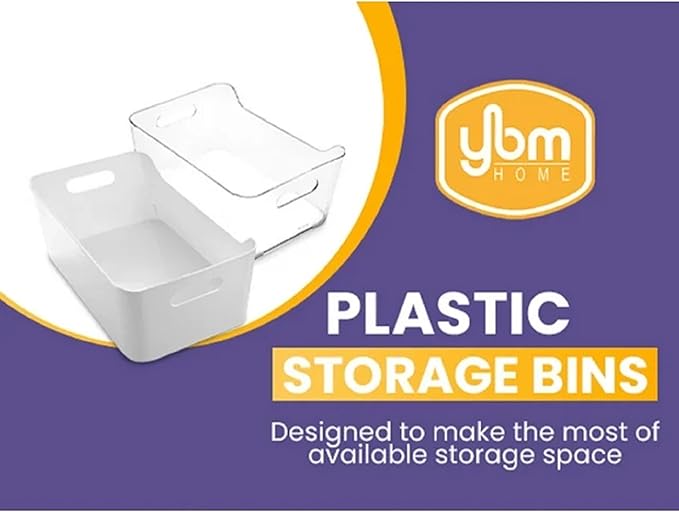 YBM HOME Storage Bins - Open Plastic Organizers and Storage Basket for Kitchen Pantry Organization, Under Sink Bathroom Storage, Toy Baskets, Food Storage Box Containers (Small -12 Pack, Clear)