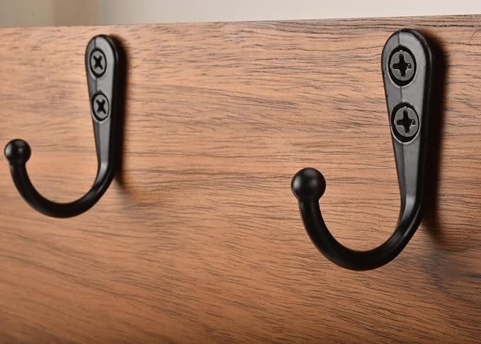 12 Pack Black Coat Hooks Wall Mounted, Rustproof Zinc Alloy Metal Hooks for Hanging Coats, Heavy Duty Utility Key Holder Hooks with Screws for Bathroom, Entryway, Kitchen, Hat, Towel, Cup, Robe