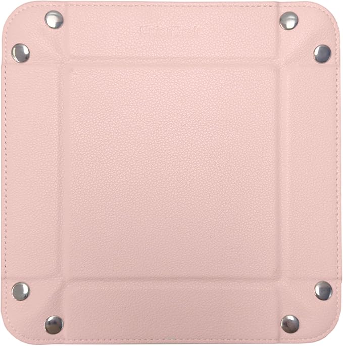 UnionBasic Valet Tray, Jewelry Tray for Rings Earrings, Entryway Catchall Caddy for Coins Keys Change, Nightstand Organizer Bedside Valet Holder, Trays for Electronic Gadgets, Lychee Pearl Blush