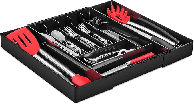 Sorbus Silverware Organizer – Expandable Kitchen Drawer Organizer, Adjustable Utensil Organizer, Cutlery Tray for Forks, Knives, Spoons – Multipurpose Flatware and Kitchen Storage Solution