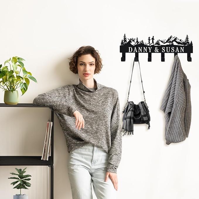 Personalized Metal Coat Hooks Wall Mount and Coat Rack Hanger for Hanging and Storage Ideal for Living Room, Hallway, Office, Backpack, Bags, Towel, Clothes and Hat(Sports)