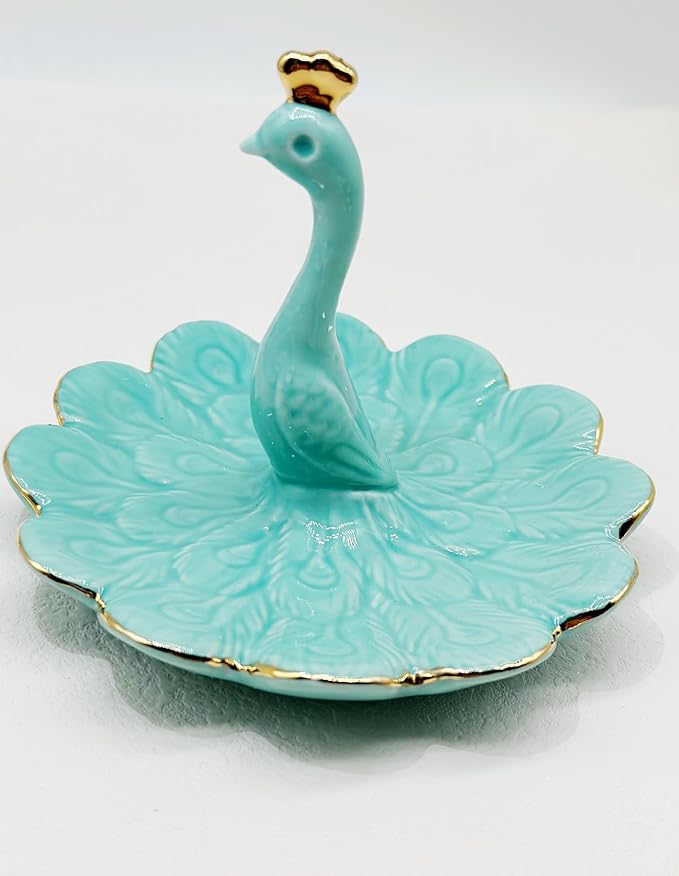 Peacock Hand Ring Holder for Jewelry Unicorn Jewelry Organizer Ceramic Rings Dish Earrings Bedroom Decor Engagement Ring Holder Plate for Women