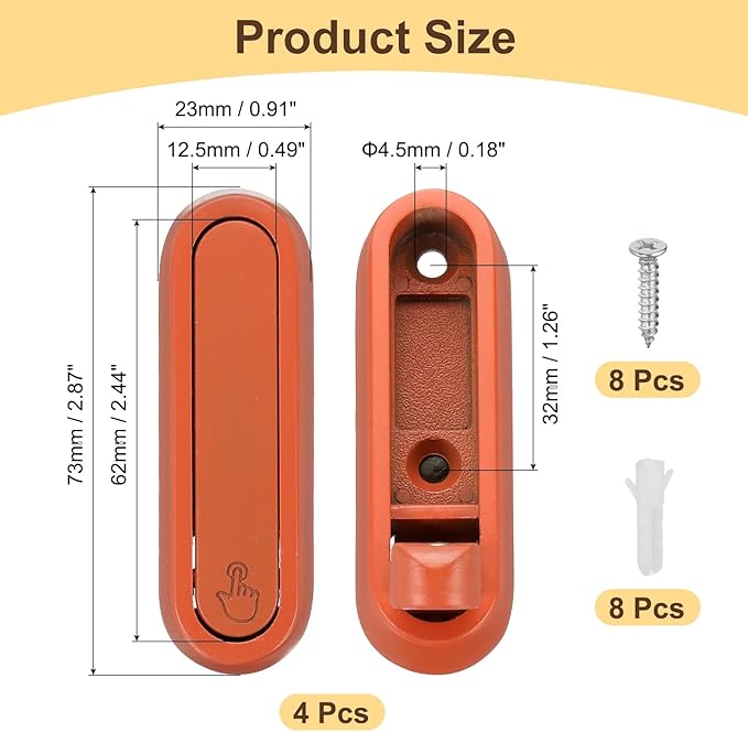 uxcell 4Pcs Foldable Wall Hooks, Aluminum Alloy Heavy Duty Wall Mounted Folding Coat Hooks with Mounting Accessories Space-Saving for Hanging Coat Towels Hat Bags, Oval, Matte Orange