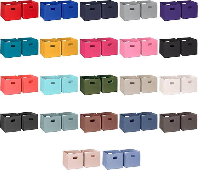 RiverRidge Folding Storage Bins with Handles Navy Cube Storage Organizer for Closet, Bedroom & Playroom - Closet Organizers Set of 2