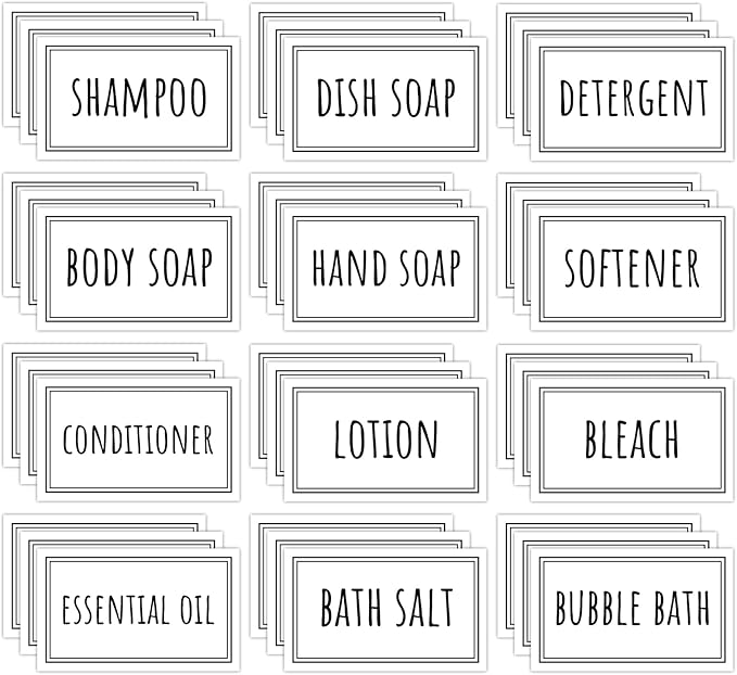 Segbeauty Waterproof Labels for Bottles, 36PCS Laundry Labels Bathroom Labels for Organizing, Self-Adhesive Removable Cleaning Label Soap Stickers for Bathroom Kitchen Laundry House Organization