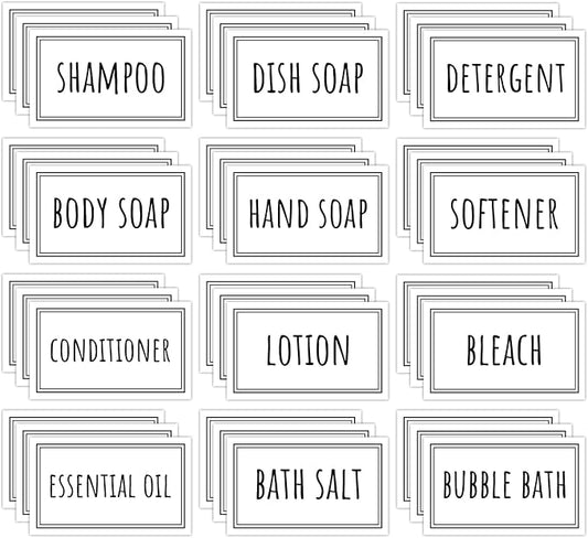 Segbeauty Waterproof Labels for Bottles, 36PCS Laundry Labels Bathroom Labels for Organizing, Self-Adhesive Removable Cleaning Label Soap Stickers for Bathroom Kitchen Laundry House Organization
