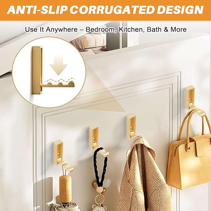 4PCS Folding Wall Hooks, Foldable Coat Hooks Heavy Duty Foldable Hook Bathroom Towel Hooks Robe Hooks Wall Mounted for Bathroom, Closet, Entryway, Pool, and Kitchen (Square-Orange)
