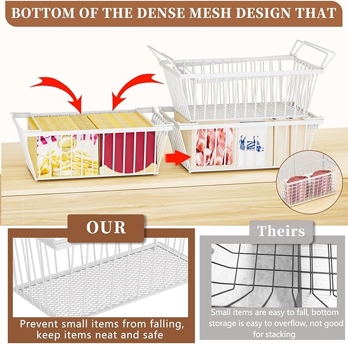 Freezer Organizer Bins ，Enhanced Leak-Proof Bottom，6 Pack Stackable Deep Freezer Organizer Bins for 5 Cu.FT Small Chest Freezer，organization and storage，pantry organizers（for 5 Cu.Ft