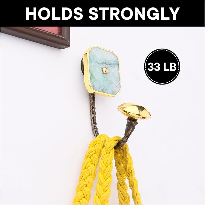 Indian Shelf Pack of 6 Stone Wall Hooks Decorative Modern - Multicolor Agate Coat Hook Wall Mounted - Stone Decorative Towel Hooks for Bathrooms - Agate Wall Key Hooks