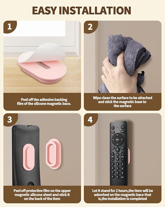 6 Pack Magnetic Remote Control Holder – Upgraded Silicone Magnetic Wall Mount for TV, Fan & Air Conditioner Remotes – Self-Adhesive, No-Drill Remote Control Holder Wall Mount