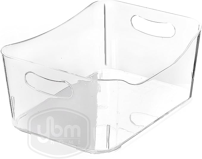 YBM HOME Storage Bins - Open Plastic Organizers and Storage Basket for Kitchen Pantry Organization, Under Sink Bathroom Storage, Toy Baskets, Food Storage Box Containers (Small - Clear)