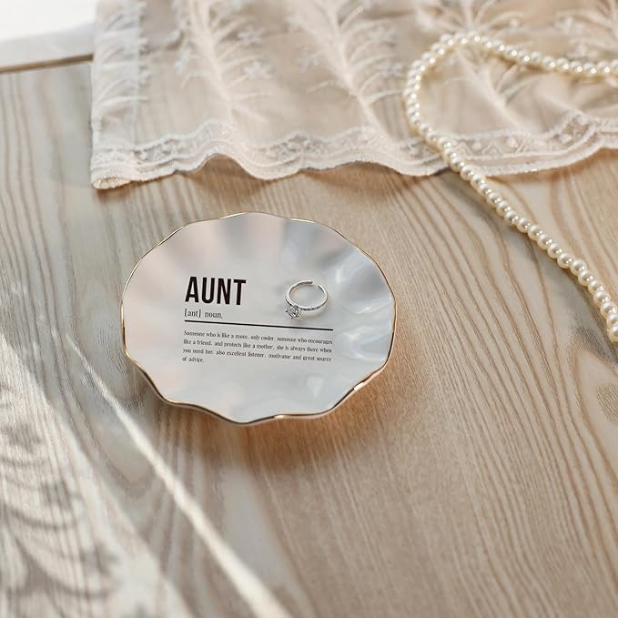 HOME SMILE Mother's Day for Aunt Ring Dish-Aunt Gifts from Niece Birthday Christmas Valentine's