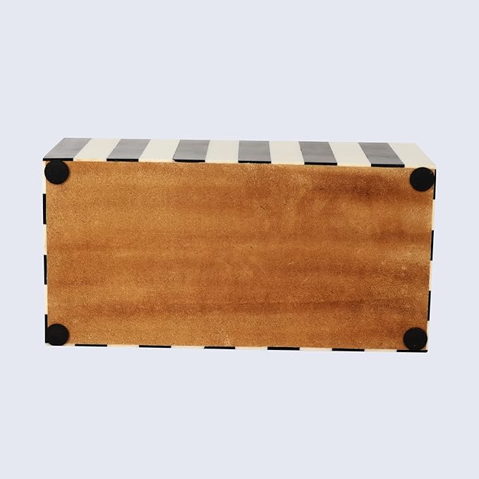 Handicrafts Home Large Decorative Storage Box with Lid – Black and White Keepsake Storage Box, Decorative Jewelry & Memory Box for Coffee Table, Shelf & Bedroom Decor – Puzzle Check 10 x 5 x 5