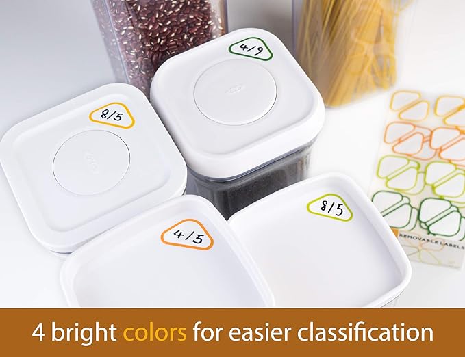 Removable Expiration Date Labels for Food Containers - Waterproof Storage for Deli, Pantry, Freezer, Refrigerator - Write On Kitchen Organization