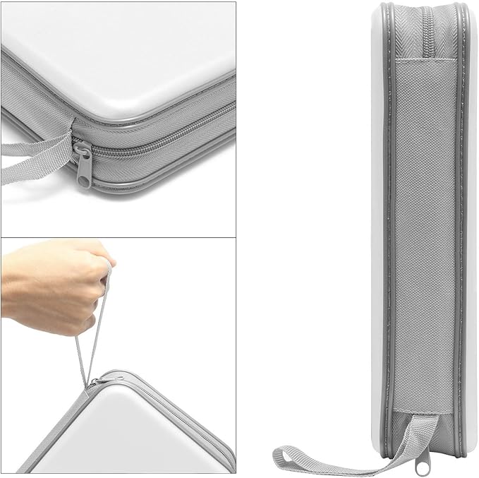 CD Case, DVD Case Holder 96 Capacity Hard Plastic CD DVD Disc Cases Storage Binder Wallet for Car Home Office Travel (White)