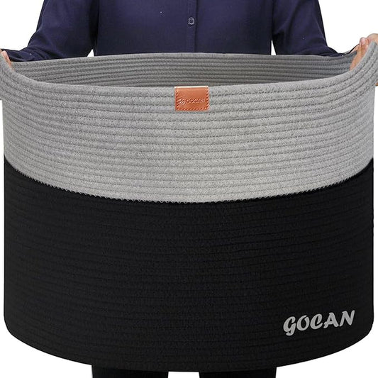 Extra Large Storage Laundry Basket 22" X 22"X 14" Cotton Rope Woven Basket for Blanket Basket with Handles for Living Room Toys Storage XXXL