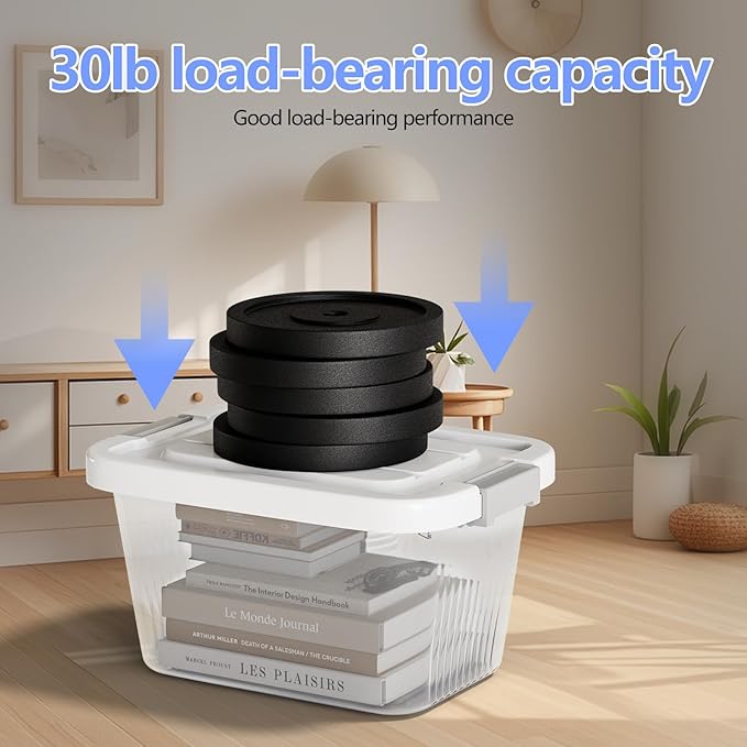 Stackable Plastic Storage Bins with Lids, 3 Pack (6, 10, 17 Quart) BPA-Free Containers, Top Handle and Safty Locks for Moving, Dorm, Garage, Closet - Clear