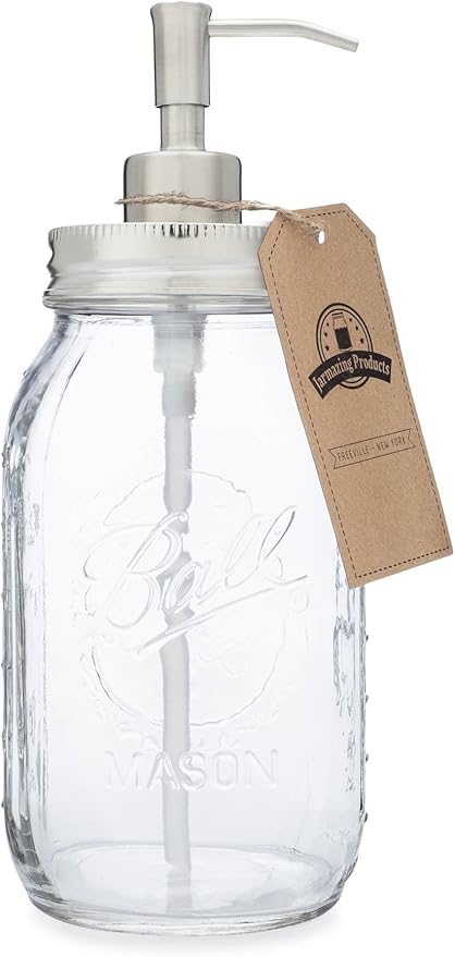 Jarmazing Products Quart Size Mason Jar Soap and Lotion Dispenser - 32 Ounce - Made from Rust-Proof Stainless Steel
