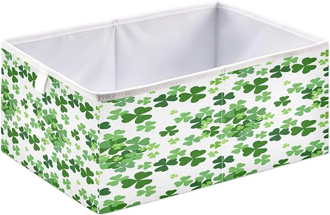 Bolaz Lucky Clover Shamrocks Closet Organizers Storage Cubes Storage Bins Shelf Baskets Containers for Home Room Office,Square