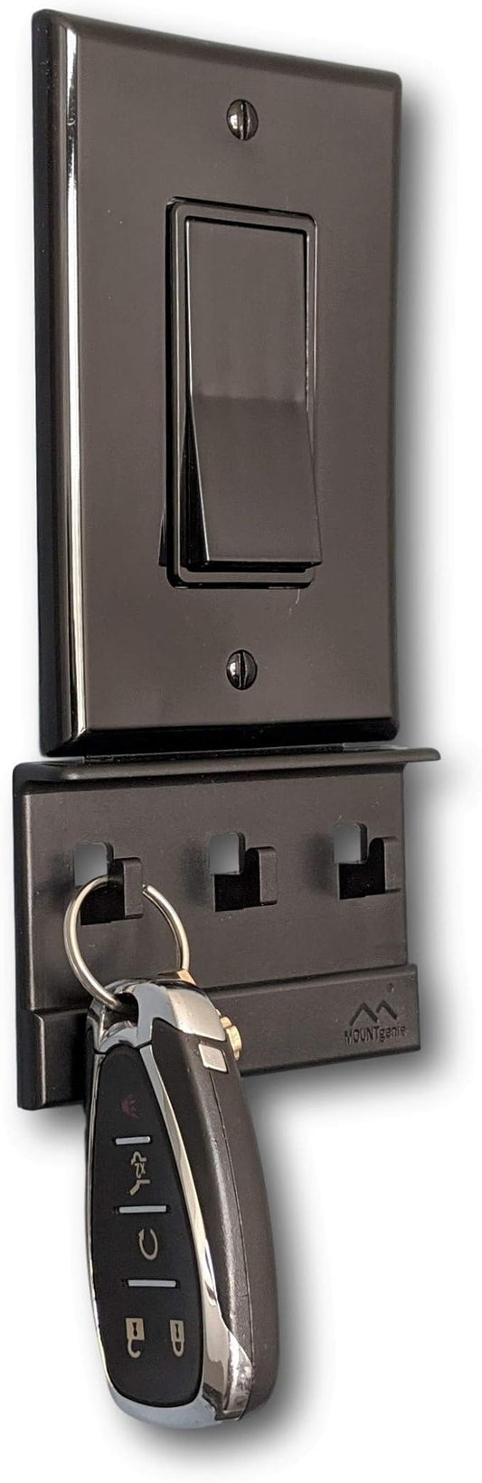 Mount Genie The No-Screwups Key Hook Organizer (Black, 2-Pack): Wall Mount with No Damaging Screws or Tape. Installs in Seconds on Any Light Switch. Great for Entryway, Mudroom, Kitchen, Office