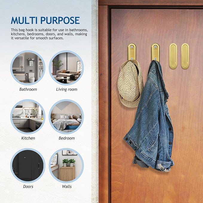 iplusmile 4 Pack Foldable Wall Hooks Zinc Alloy Foldable Coat Hooks Retractable Towel and Backpack Hangers for Bathroom Kitchen Entryway Space Saving Invisible Hooks