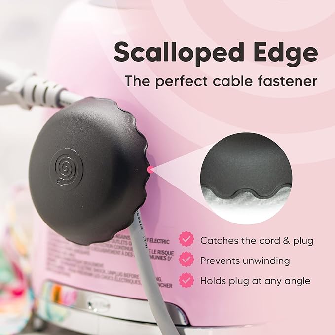 2-Pack Patented Heat-Resistant Cord Organizer for Appliances, Kitchen, Computers & More | Stick-On Cord Wrappers with Flexible Base, Secure Scalloped Edge, Black (3 x 1.5 Inches)