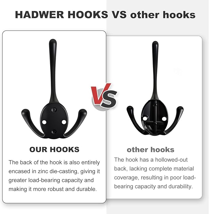 Wall Mounted Coat Hooks 15 Packs Heavy Duty Black Hardware Robe Hooks Decorative for Single Hanging Coats Towel Cubicle Classroom Kitchen Bath Backpack Hat Hook