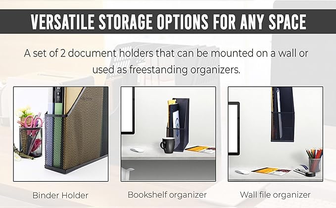 YBM HOME Mesh Steel Deluxe Magazine Rack, Extra Wide, Magazine File Holder 2258-2 (2, Silver)